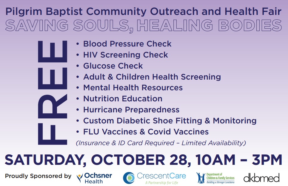 Pilgrim Baptist Church Announces Community Health Fair on October 28
